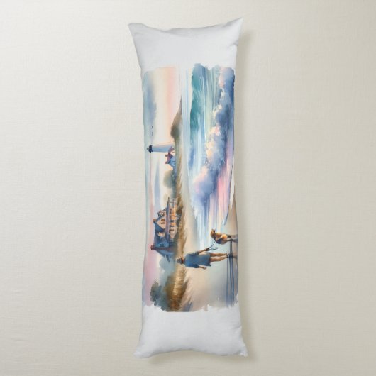 Coastal Walk to Lighthouse at Sunset ボディピロー (裏面 (縦))