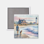 Coastal Walk to Lighthouse at Sunset マグネット (正面/裏面)
