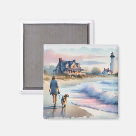 Coastal Walk to Lighthouse at Sunset マグネット (正面/裏面)