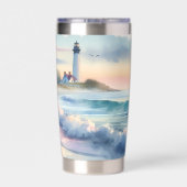 Coastal Walk to Lighthouse at Sunset 保温保冷タンブラー (背面)