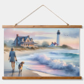 Coastal Walk to Lighthouse at Sunset 吊り下げ型タペストリー (正面)