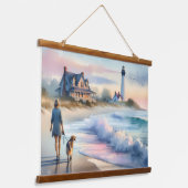 Coastal Walk to Lighthouse at Sunset 吊り下げ型タペストリー (傾斜あり)