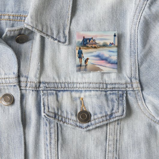 Coastal Walk to Lighthouse at Sunset 缶バッジ (インサイチュ)