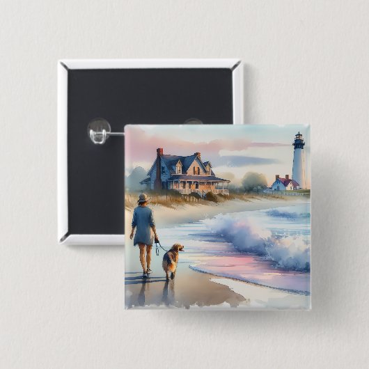 Coastal Walk to Lighthouse at Sunset 缶バッジ (正面&裏面)