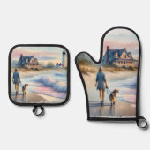 Coastal Walk to Lighthouse at Sunset 鍋つかみ&鍋敷きセット (正面)