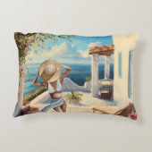 Coastal Wall Art | Mediterranean Woman Seaside  アクセントクッション (裏面)