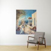 Coastal Wall Art | Mediterranean Woman Seaside タペストリー (インサイチュ)