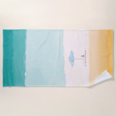 Coastal Watercolor Beach Umbrella Dog Towel ビーチタオル (正面)