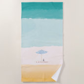 Coastal Watercolor Beach Umbrella Dog Towel ビーチタオル (正面)