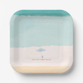 Coastal Watercolor Beach Umbrella Paper Plates ペーパープレート (正面)