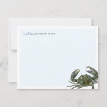 Coastal Watercolor Blue Crab  Personal Stationery