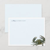 Coastal Watercolor Blue Crab  Personal Stationery ノートカード (正面/裏面)