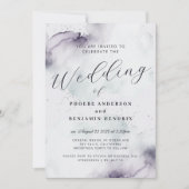 Coastal Watercolor Blue Elegant Wedding  招待状 (正面)