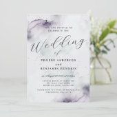 Coastal Watercolor Blue Elegant Wedding  招待状 (スタンド正面)