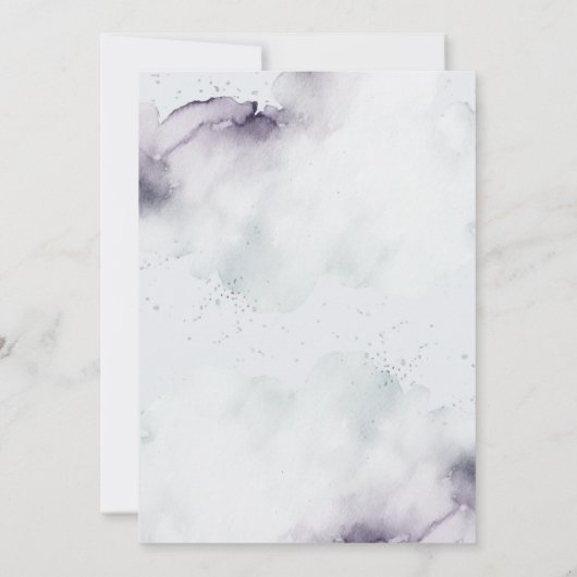 Coastal Watercolor Blue Elegant Wedding  招待状 (裏面)