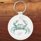 Coastal Watercolor Crab Monogram キーホルダー (正面)