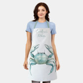 Coastal Watercolor Crab Personalized エプロン (着用した状態)