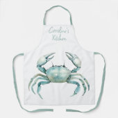 Coastal Watercolor Crab Personalized エプロン (正面)