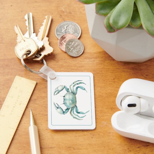 Coastal Watercolor Crab Personalized キーホルダー (デスク)