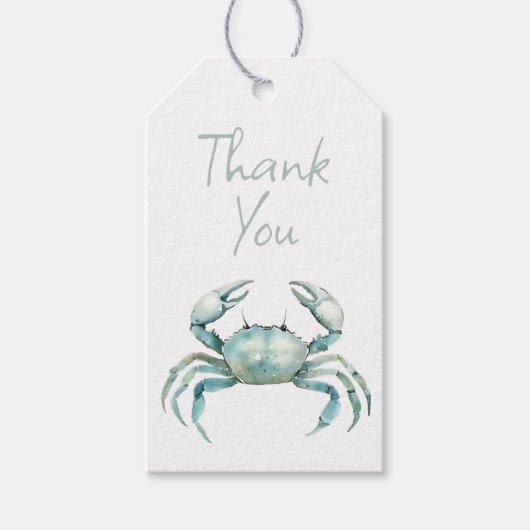 Coastal Watercolor Crab Personalized ギフトタグ (正面)