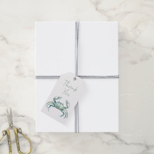 Coastal Watercolor Crab Personalized ギフトタグ (より糸付き)