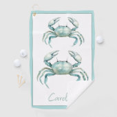 Coastal Watercolor Crab Personalized ゴルフタオル (インサイチュ)