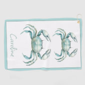 Coastal Watercolor Crab Personalized ゴルフタオル (横)