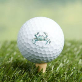 Coastal Watercolor Crab Personalized ゴルフボール