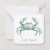 Coastal Watercolor Crab Personalized ノートカード (正面)