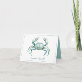 Coastal Watercolor Crab Personalized ノートカード