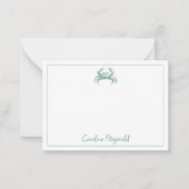 Coastal Watercolor Crab Personalized ノートカード (正面)