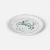 Coastal Watercolor Crab Personalized ペーパープレート (アングル)