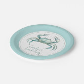Coastal Watercolor Crab Personalized ペーパープレート (アングル)