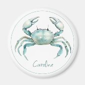 Coastal Watercolor Crab Personalized マグネット (正面)