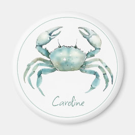 Coastal Watercolor Crab Personalized マグネット