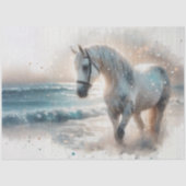 Coastal Watercolor Horse On Beach Decoupage 薄葉紙 (正面)