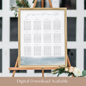 Coastal Watercolor Ocean Printable Seating Chart ポスター