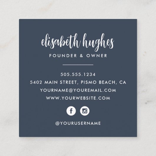 Coastal Watercolor Pearl & Oyster Square スクエア名刺 (裏面)