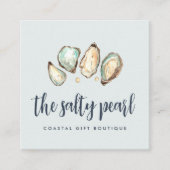 Coastal Watercolor Pearl & Oyster Square スクエア名刺 (正面)