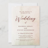 Coastal Watercolor Sepia Elegant Wedding 招待状 (正面)