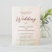 Coastal Watercolor Sepia Elegant Wedding  招待状 (スタンド正面)