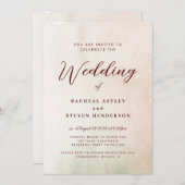Coastal Watercolor Sepia Elegant Wedding  招待状 (正面/裏面)