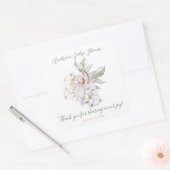 Coastal Watercolor Shells and Floral Baby Shower スクエアシール (封筒)