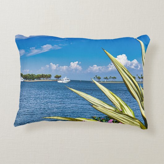 Coastal Waterfront Wall Art Tropical Ocean View アクセントクッション (裏面)