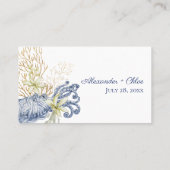 Coastal Wedding Blue & Gold Place Card プレイスカード (裏面)