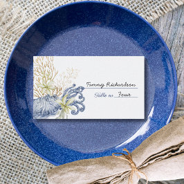 Coastal Wedding Blue & Gold Place Card プレイスカード