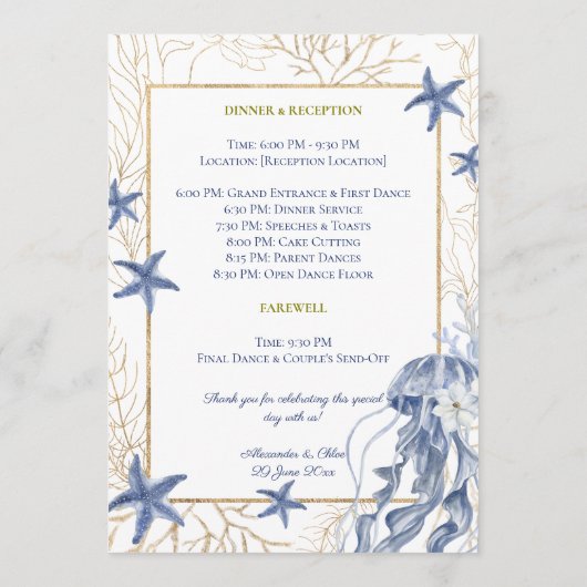 Coastal Wedding Blue & Gold Program プログラム (裏面)