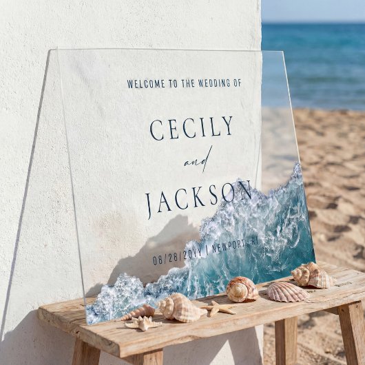 Coastal Wedding Clear Transparent Welcome Sign アクリルサイン