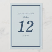 Coastal Wedding Dusty Blue Classic Table Number 招待状 (正面)