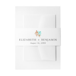 Coastal Wedding Elegant Watercolor Seashell 招待状ベリーバンド